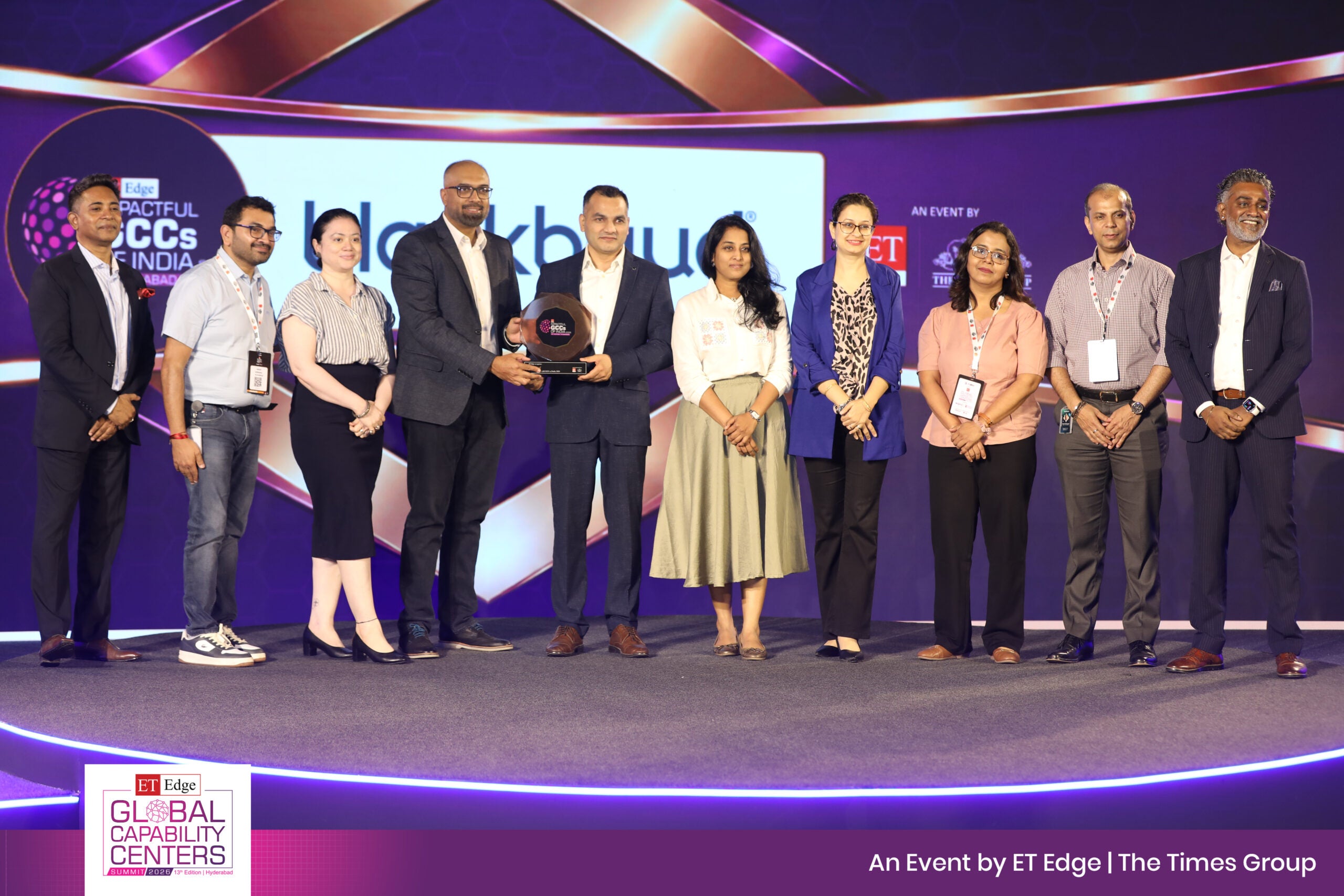 Blackbaud India global management team accepts award